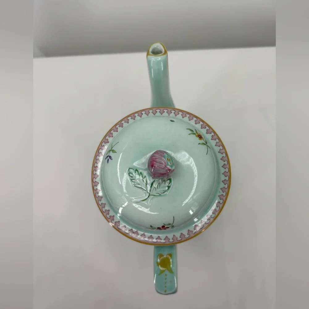Adams Calyx‎ Ware Coffee Pot Lowestoft pattern Vintage Floral Duck Egg Blue